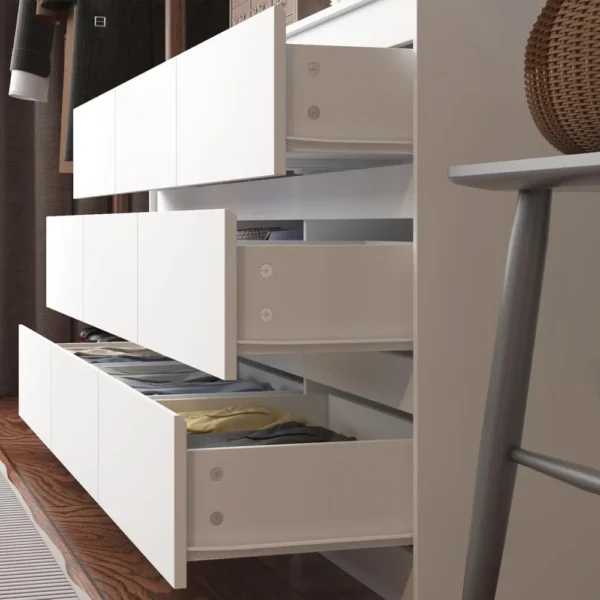 9 Drawer Dresser for Bedroom with Deep Drawers, Chest of Drawers Handle Free, Modern White Long Dressers for Closet Living Room - Image 6