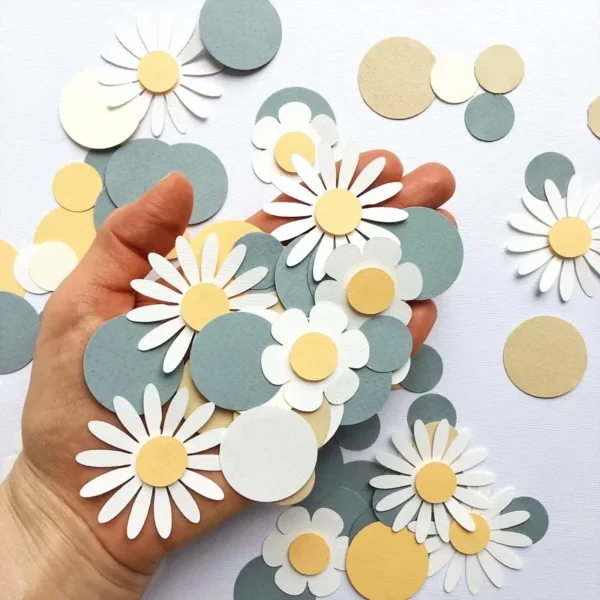 1Bag Sweet Round Daisy Flower Paper Confetti Wedding Flower Table Scatter Baby Shower Birthday Party Gift Box Decorations Supply - Image 2