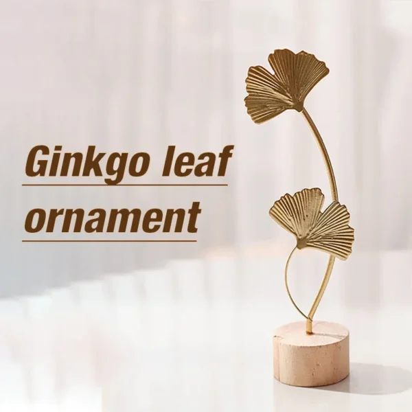 1pcs Golden Ginkgo Leaf Feather Metal Model Figurines Manual Desktop Crafts Ornaments Photo Props Statues Sculptures Home Decor - Image 2