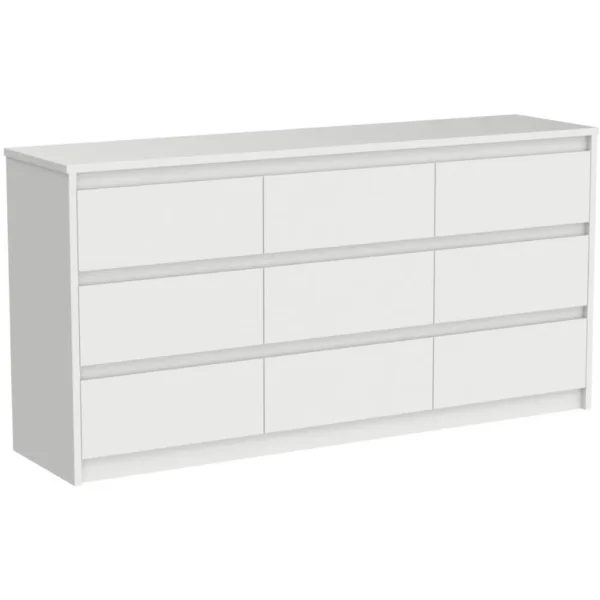 9 Drawer Dresser for Bedroom with Deep Drawers, Chest of Drawers Handle Free, Modern White Long Dressers for Closet Living Room - Image 2