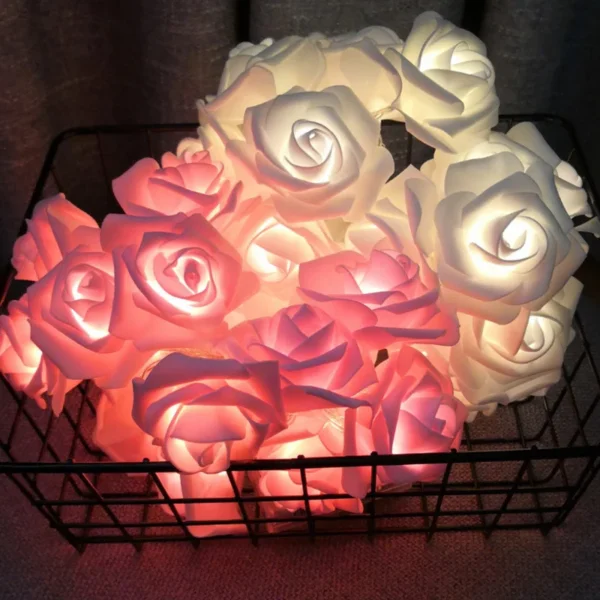 Romantic LED rose flower string light pink rose fairy lights for Wedding Valentine's Day women girl's Bedroom decor