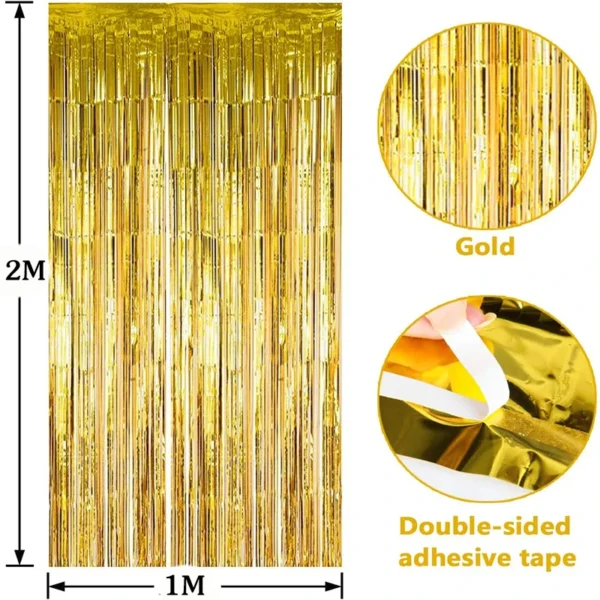 Cheap as a Party Metallic Tinsel Foil Fringe Curtains Backdrop for Birthday New Year Eve Party Photo Wedding Decor - Image 2