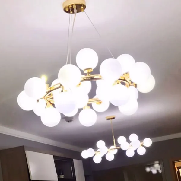 Modern Led Glass Lamp Shade Hanging Light Gold Black, Bedroom, Living Room, Kitchen, Dining Table, Home Decoration Chandelier - Image 2