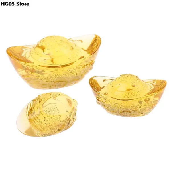 Yellow Crytal Feng Shui Golden Yuan Bao, Attract Wealth and Good Luck Office Living Room Decoration - Image 2