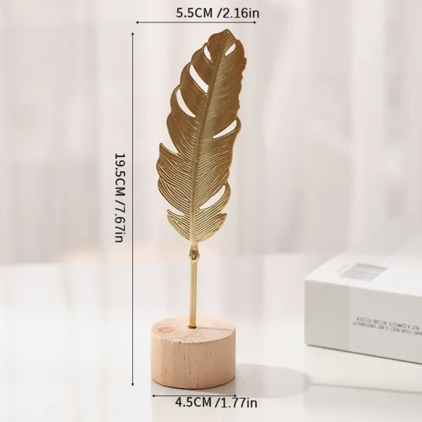 1pcs Golden Ginkgo Leaf Feather Metal Model Figurines Manual Desktop Crafts Ornaments Photo Props Statues Sculptures Home Decor - Image 6