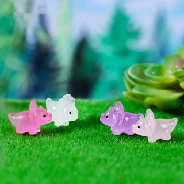 50PCS Noctilucent Dinosaur Resin Miniature Figurines Luminous Triceratops Moss Microlandscape Decoration Fairy Garden Home Decor - Image 2